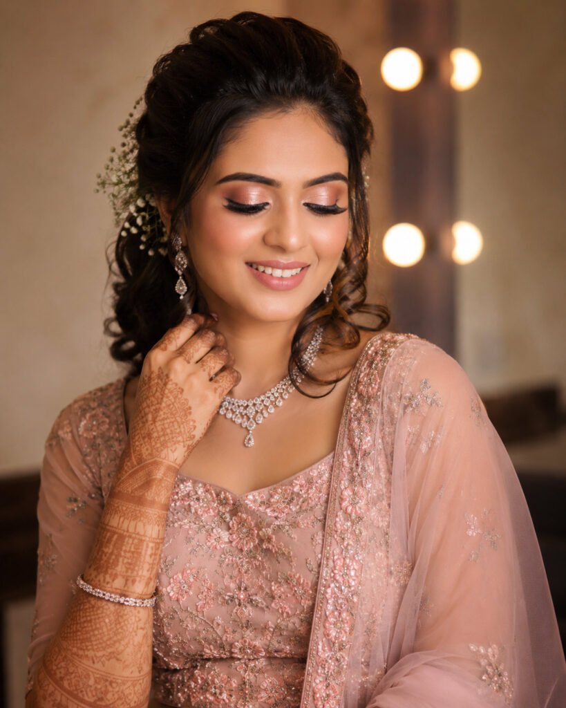 Bride-to-be receiving pre-bridal beauty treatment and makeup services at home in Dehradun